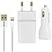 Kit Caricabatteria 2.1a + Caricatore Auto 2.1a + Cavo Iphone / Ipad 1m - Bianco - Foto miniatura 6