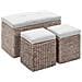 Panca E 2 Pouf In Giunco Grigio - Foto miniatura 1