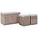 Panca E 2 Pouf In Giunco Grigio - Foto miniatura 2
