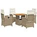 Set Da Pranzo Da Giardino 5 Pz Con Cuscini Beige In Polyrattan - Foto miniatura 2