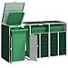 Copribidone con Ruote per 3 Bidoni Verde 216x81x115 cm Acciaio - Foto miniatura 2