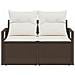 Divano da Giardino a 2 Posti con Contenitore e Cuscini in Polyrattan Marrone - Foto miniatura 5
