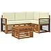Set di divani da esterno con cuscino 5 pcs Naturale e Crema - Foto miniatura 1