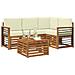 Set di divani da esterno con cuscino 5 pcs Naturale e Crema - Foto miniatura 3