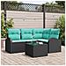 Set Divano da Giardino 5 pcs Nero e Turchese polyrattan - Foto miniatura 2