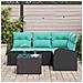 Set Divano da Giardino 5 pcs Nero e Turchese polyrattan - Foto miniatura 3