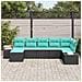 Set Divano da Giardino 7 pz Nero e Turchese polyrattan - Foto miniatura 5