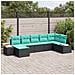 Set Divano da Giardino 7 pz Nero e Turchese polyrattan - Foto miniatura 8