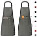 2 Confezioni Grembiule Da Cucina Impermeabile Regolabile Chef Grembiule Con Tasche Per La Casa Ristorante Artigianato Giardino Barbecue Scuola Coffee House Grembiule Uomo Donna (grigio)  - Foto miniatura 1