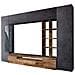 Parete Attrezzata Ocean, Set Salotto Porta Tv, Mobile Soggiorno Multiuso Con Luce Led, 100% Made In Italy, Cm 290x40h192, Ardesia E Acero - Foto miniatura 2