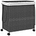 Cesto Portabiancheria Con Ruote Grigio 60x35x60,5 Cm Rattan - Foto miniatura 2