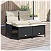 Set Divani da Giardino 4 pz con Cuscini Nero in Polyrattan - Foto miniatura 6
