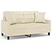 Divano A 2 Posti Con Cuscini Crema 140 Cm In Similpelle - Foto miniatura 2