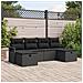 Set divano giardino 6 pezzi con cuscini in rattan polimerico nero,  divano giardino 2 posti con cuscini in rattan polimerico nero - Foto miniatura 2