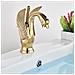 Rubinetto per lavabo da bagno, Blackswan, tipo M134, modello Golden Swan, misura 19 cm - Foto miniatura 2