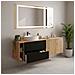 Mobile sottolavabo, Bianco e nero, 140 cm, Con piano d'appoggio, 2 cassetti, MDF, 2 ante, Ripiano integrato, MODERNO - Foto miniatura 5