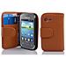 Custodia Compatibile Con Samsung Galaxy Pocket Neo In Marrone Cioccolata - Coperchio Protettivo In Ecopelle Testurizzata E Tasca Per Carte Di Credito - Foto miniatura 1