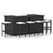 Set Bar Da Giardino 8 Pz Con Cuscini In Polyrattan Nero - Foto miniatura 1