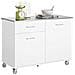 Carrello Da Cucina Isola Cucina Con Piano Di Lavoro Credenza Con Ruote Carrello Bianco 120x56x90cm Fkw117-w - Foto miniatura 1