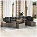 Set da Pranzo da Giardino a 7 Pezzi con Cuscini Grigio Polyrattan Acacia - Foto miniatura 2