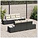 Set di divani da giardino in 7 pezzi con cuscini in polyrattan nero - Foto miniatura 3