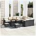 Set Divano da Giardino  a 12 Pezzi con Cuscini Nero Rattan Poliacciaio, Set da Pranzo Giardino  a 3 Pezzi con Cuscini Nero Rattan Poliacciaio - Foto miniatura 2
