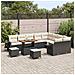 Set Divano da Giardino  a 12 Pezzi con Cuscini Nero Rattan Poliacciaio, Set da Pranzo Giardino  a 3 Pezzi con Cuscini Nero Rattan Poliacciaio - Foto miniatura 3