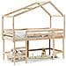 Letto Soppalco con Scala e Tetto 80x200 cm Legno Massello Pino - Foto miniatura 1
