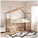 Letto Soppalco con Scala e Tetto 80x200 cm Legno Massello Pino - Foto miniatura 2