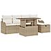 Set Divano da Giardino con cuscino 6 pcs Beige Poly Rattan - Foto miniatura 1
