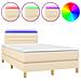 Letto a Molle con Materasso e LED Crema 120x190 cm in Tessuto - Foto miniatura 1