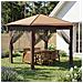 Gazebo con 4 Pareti 2,6 x 2,6 m Beige e Marrone - Foto miniatura 2