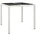 Tavolo Giardino 90x90x75 Cm Vetro Temperato E Polyrattan Bianco - Foto miniatura 1