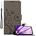 Custodia Compatibile Con Honor 8x In Grigio Fiore - Coperchio Protettivo In Design Floreale Con Chiusura Magnetica, Funzione Stand E Slot Per Carte - Foto miniatura 1