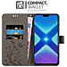 Custodia Compatibile Con Honor 8x In Grigio Fiore - Coperchio Protettivo In Design Floreale Con Chiusura Magnetica, Funzione Stand E Slot Per Carte - Foto miniatura 3