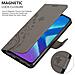 Custodia Compatibile Con Honor 8x In Grigio Fiore - Coperchio Protettivo In Design Floreale Con Chiusura Magnetica, Funzione Stand E Slot Per Carte - Foto miniatura 5
