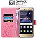 Cadorabo Custodia Compatibile Con Huawei P8 Lite 2017 In Rosa Fiore - Coperchio Protettivo In Design Floreale Con Chiusura Magnetica, Funzione Stand E Slot Per Carte - Foto miniatura 3