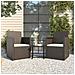Set Divani Da Esterno 3 Pz Con Cuscini Nero In Polyrattan - Foto miniatura 1
