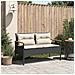Panchina Da Giardino Con Cuscini 116x62,5x74 Cm Nera Polyrattan - Foto miniatura 2