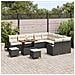 Set divano da giardino  a 12 pezzi con cuscini rattan nero acacia, Set tavolo da pranzo da giardino  a 3 pezzi con cuscini rattan nero acacia, Divano da giardino a 2 posti  con cuscini rattan nero - Foto miniatura 3