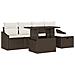 Set divano giardino 6 pezzi con cuscini Marrone Polyrattan - Foto miniatura 1