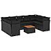 Set Divani da Giardino 10pz con Cuscini in Polyrattan Nero - Foto miniatura 1