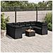 Set Divani da Giardino 10pz con Cuscini in Polyrattan Nero - Foto miniatura 2