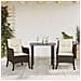 Set da Pranzo da Giardino 3pz con Cuscini in Polyrattan Marrone - Foto miniatura 2