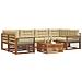 Set di divani da esterno con cuscino 8 pcs Naturale e Beige - Foto miniatura 3