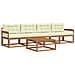 Set di divani da esterno con cuscino 5 pcs Naturale e Crema - Foto miniatura 1