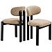 Set Di 2 Sedie Da Pranzo In Ciniglia, Gambe In Legno Massello Di Colore Nero, Seduta Confortevole, Stile Nordico, Colore Cammello - Foto miniatura 1