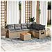 Set Divano da Giardino 7 pz con Cuscini Beige Misto Polyrattan - Foto miniatura 2