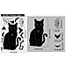 Decalcomania In Vetro Statico Con Gatto Nero E Pipistrello - Confezione Da 4 Decorazioni Per Halloween - Foto miniatura 2