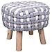 Sgabello Grigio In Cotone Intrecciato E Legno 40x40x36h - Foto miniatura 1